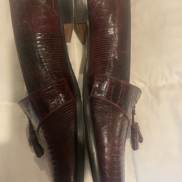 Men’s De La Rentis crocodile shoes, burgundy/brown - Picture 4 of 7